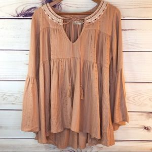Altar’d State Bell Sleeve Peasant Blouse Top